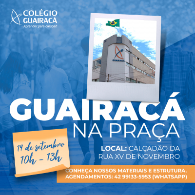 Guairacá na Praça: evento na Praça 9 de Dezembro promove interação entre comunidade e escola