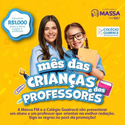 Mês da criança e do professor: Massa FM e Colégio Guairacá premiam melhor redação em concurso