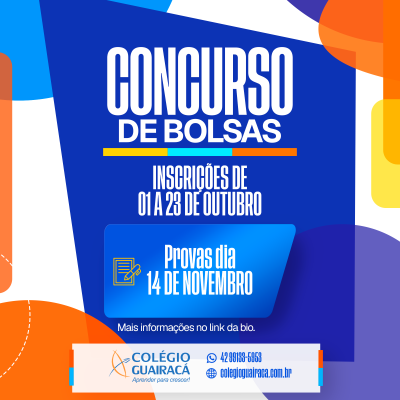 Colégio Guairacá abre inscrições para o Concurso de Bolsas de Estudos para o Ano Letivo de 2027